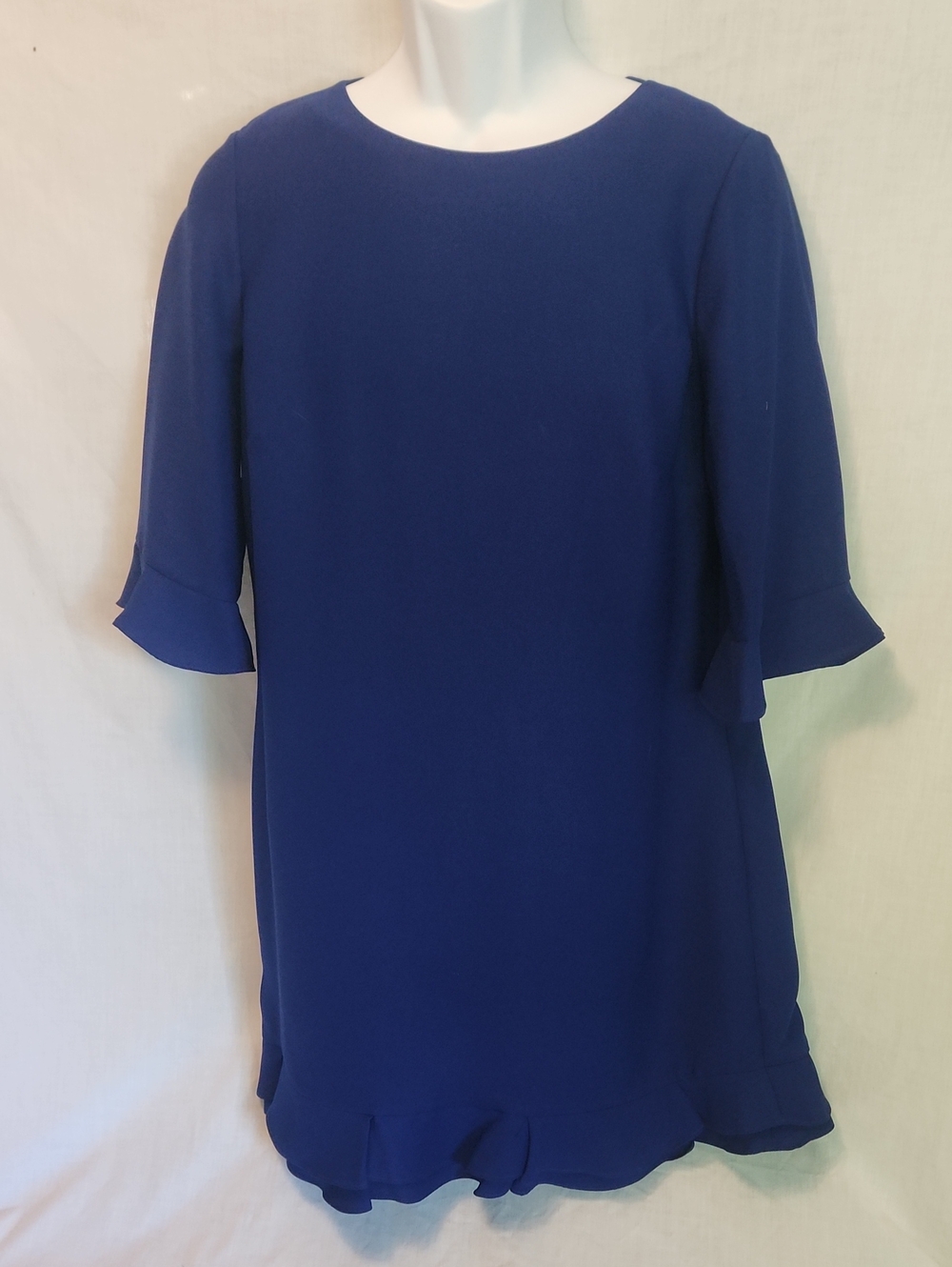 CeCe Royal Blue Ruffle-Hem Shift Dress
